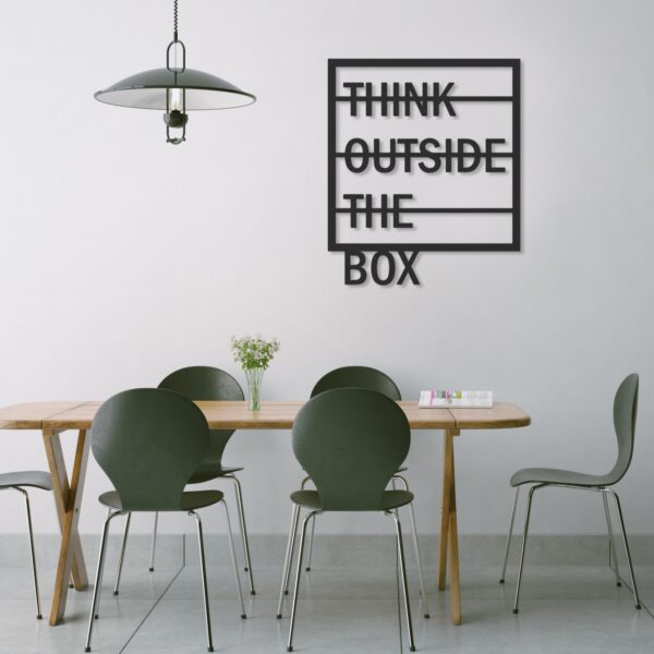 THINK OUTSIDE THE BOX METAL WALL ART